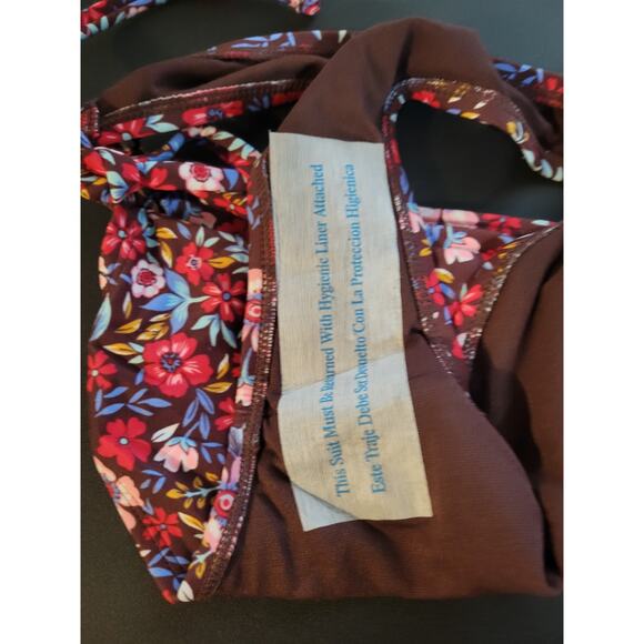 NWT Xhilaration XS hipster brown/red floral bikini bathing suit bottom - Picture 4 of 5